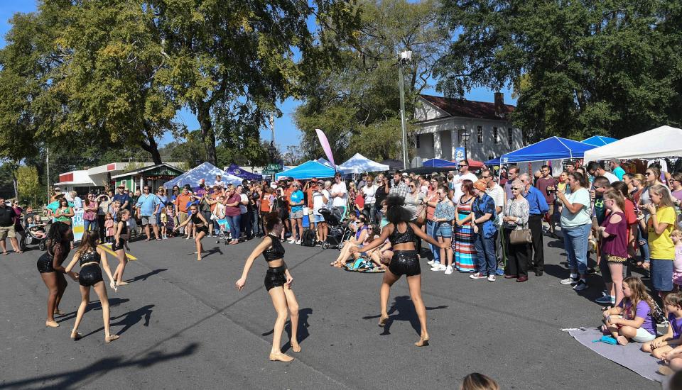 Elevation Dance Company perform at the 20th Pendleton Fall Harvest Festival in the town square on Saturday, October 5, 2018.