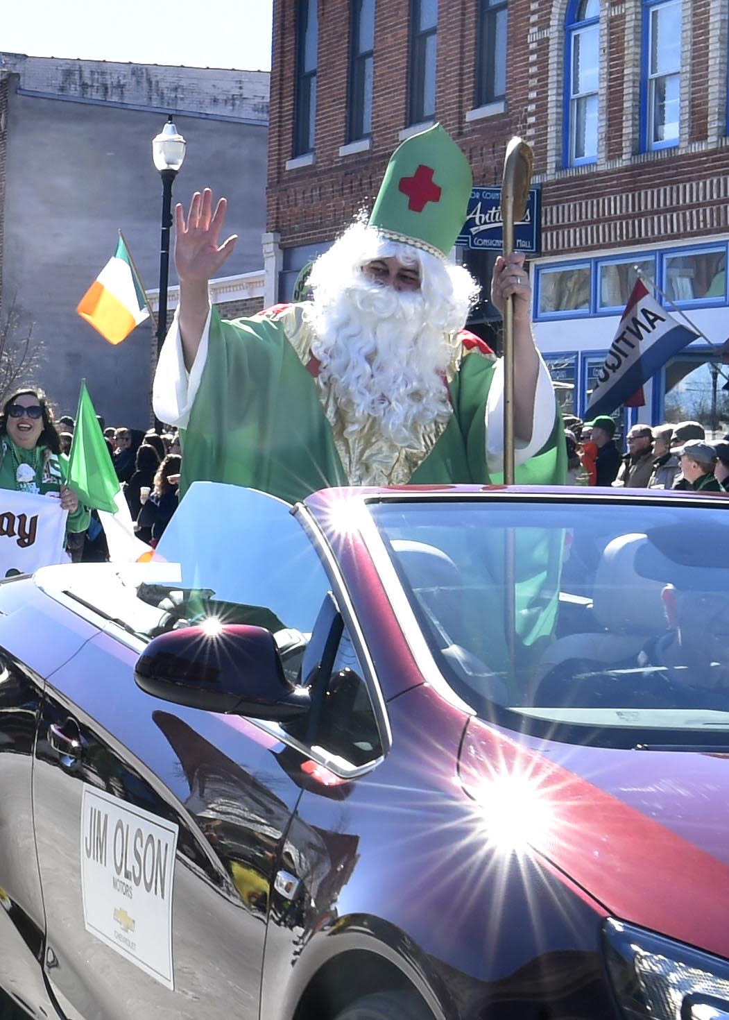 St. Patrick (played here by Scott Dequaine of Sturgeon Bay) makes an appearance at  a past St. Patrick's Day Parade in Sturgeon Bay. This year's parade, the 30th annual, takes place March 11.