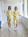 <p>Twin models in matching yellow dresses at the Collina Strada Fall/Winter 2018 show. (Photo: Jonathan Hokklo) </p>