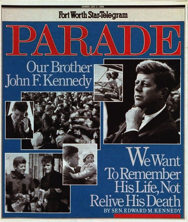 <p>Brother to JFK, Senator Edward M. Kennedy urges readers on the July 3, 1988 cover to remember JFK's life, not relive his death.</p>