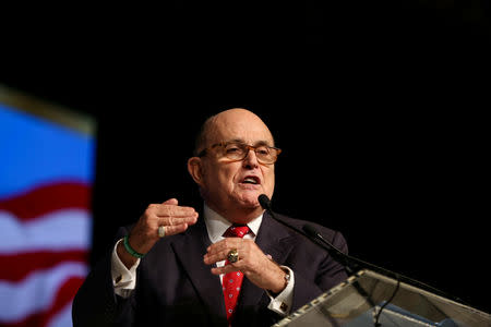 Rudolph Giuliani, former Mayor of New York City, delivers a speech during the 2018 Iran Uprising Summit in Manhattan, New York, U.S., September 22, 2018. REUTERS/Amr Alfiky