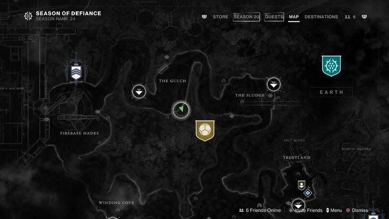 A map shows the location of the secret exotic mission's entrance. 