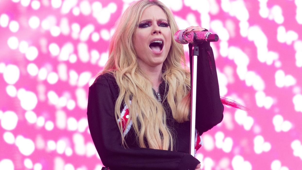  Avril Lavigne performing at Glastonbury in 2024. 