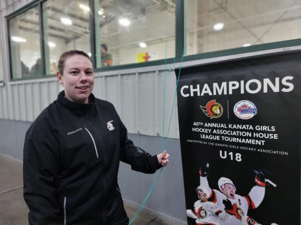 Iqaluit Blizzards coach Lauren Perrin said she was full of pride being able to hang the team's victory banner in their home arena on Friday. 