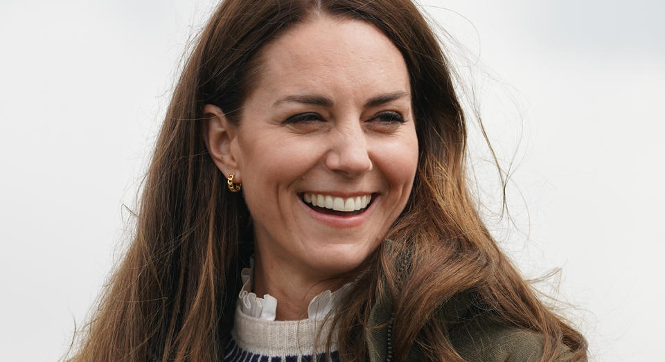The Duchess of Cambridge wears Orelia Chain Hoop Earrings for latest royal engagement in Durham.  (PA Images)