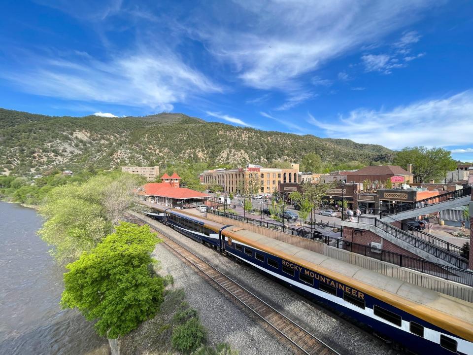 A view from above the Glenwood Springs, Colorado, after the train dropped off passengers for the evening.