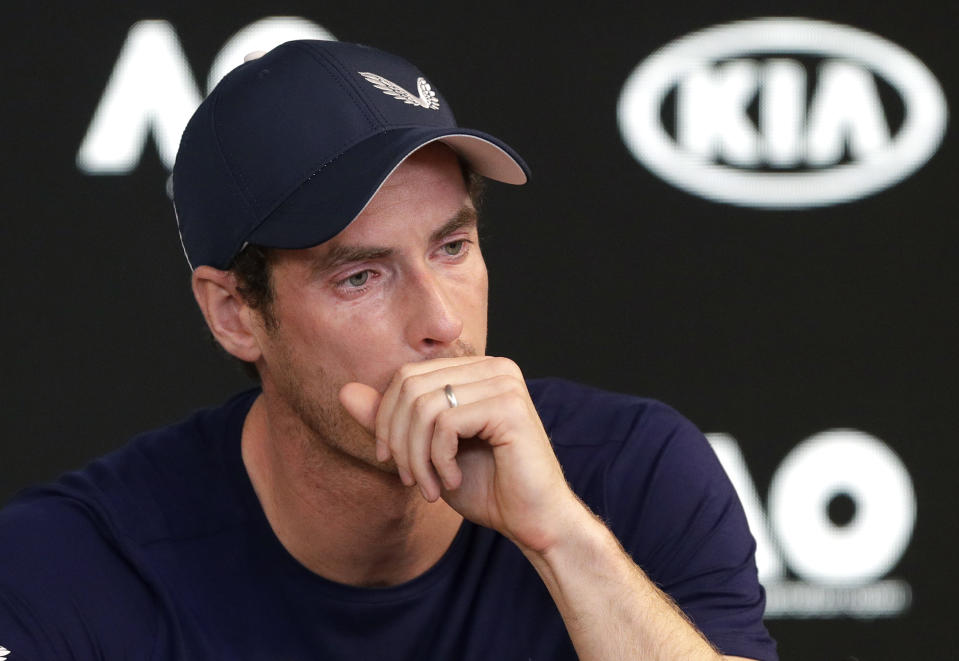 Andy Murray durante una conferencia de prensa previa al Abierto de Australia el viernes 11 de enero de 2019 en Melbourne. (AP Foto/Mark Baker)