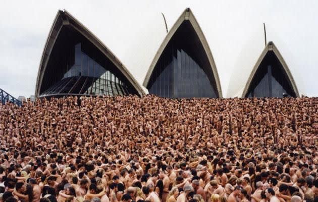 In 2010, Sydneysiders participated in Tunick's 'The Base' project at the Opera House. Photo: Instagram