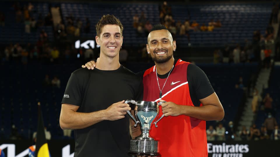 Nick Kyrgios won his first grand slam title in 2022, claiming the Australian Open doubles crown with Thanasi Kokkinakis. - Darrian Traynor/Getty Images AsiaPac/Getty Images
