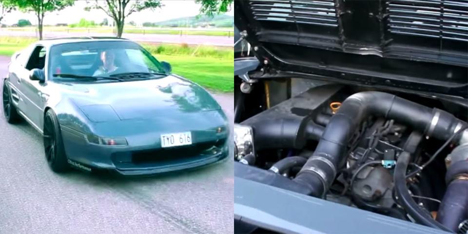 <p>From the factory, the Toyota MR2 came with a transversely-mounted inline-four. That didn't suit the builder of this car, who replaced it with a longitudinally-mounted inline-five from Audi. It now makes over 700 horsepower, and <a href="https://www.roadandtrack.com/car-culture/classic-cars/a28183758/toyota-mr2-audi-five-cylinder-swap/" rel="nofollow noopener" target="_blank" data-ylk="slk:sounds like a WRC car on steroids;elm:context_link;itc:0;sec:content-canvas" class="link ">sounds like a WRC car on steroids</a>. </p>