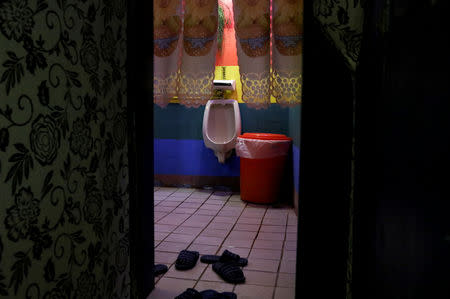 A bathroom inside Hans Men's Sauna, a sauna largely for gay men, is seen in Taipei, Taiwan, November 14, 2018. REUTERS/Ann Wang