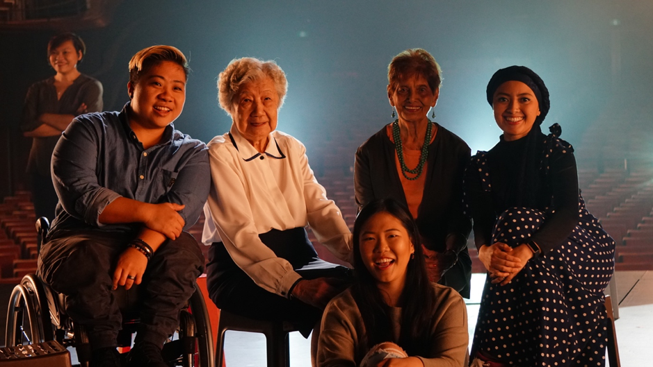 (From left) Theresa Goh, Paralympics swimmer; Tang Pui Wah, Singapore's first female Olympics athlete; Annabelle Kwok, technopreneur; Mary Klass, pioneer female Olympics athlete; and Dhaniah Suhana, interfaith relations champion. (PHOTO: SidexSide Photography)