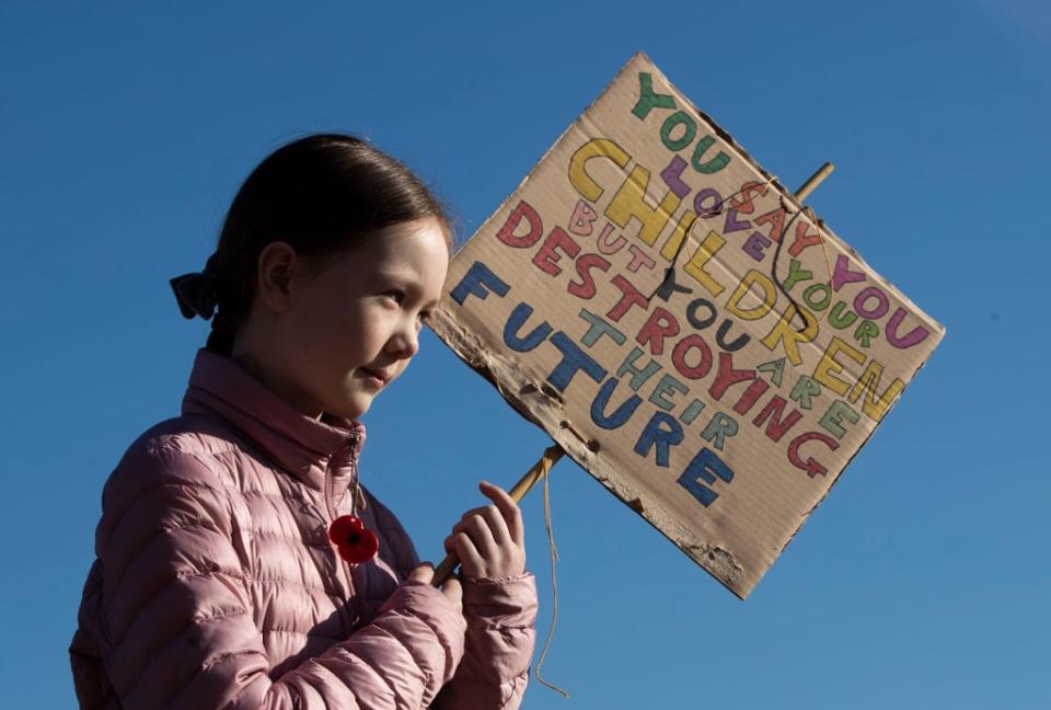 Students strike during a during a climate change protest in Huddersfield (PA) (PA Archive)
