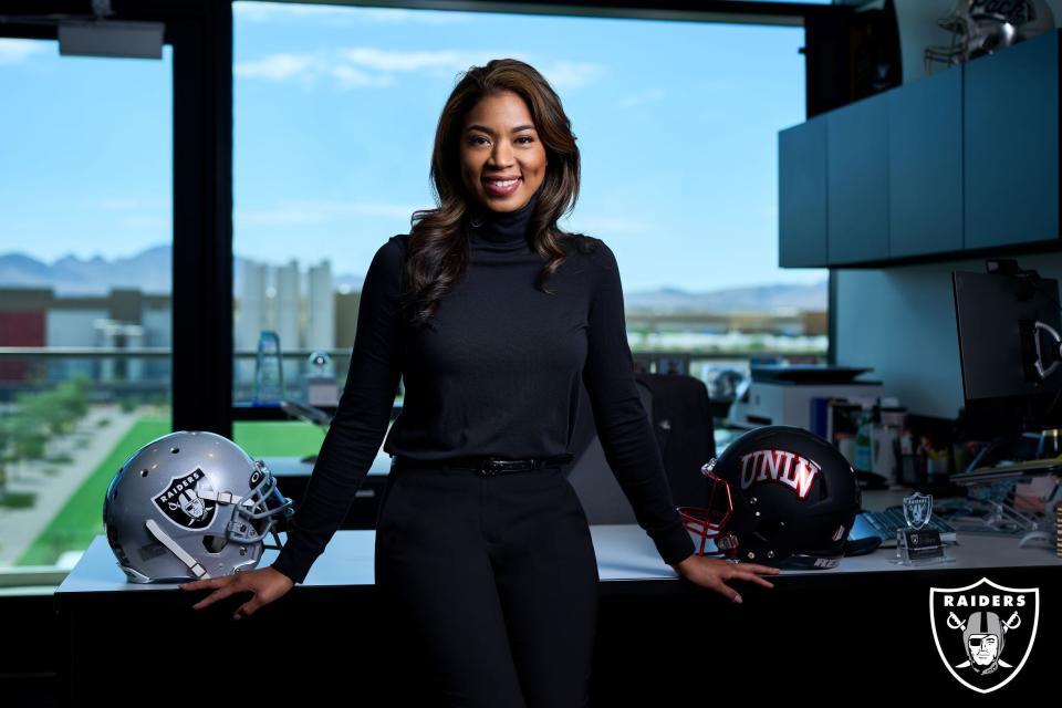 Las Vegas Raiders President Sandra Douglass Morgan, Thursday, September 1, 2022, at Intermountain Healthcare Performance Center in Henderson, Nev.