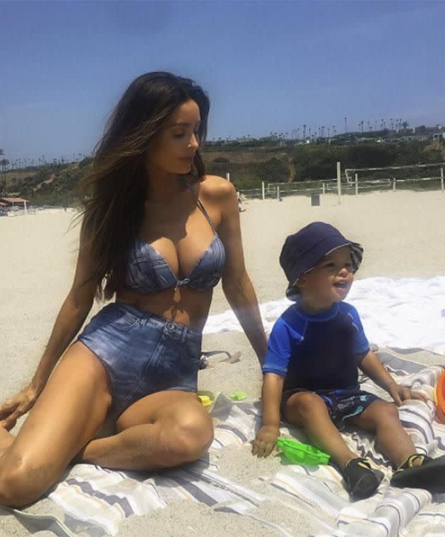 Sarah Stone posted this photo on the beach with her son. Photo: Instagram
