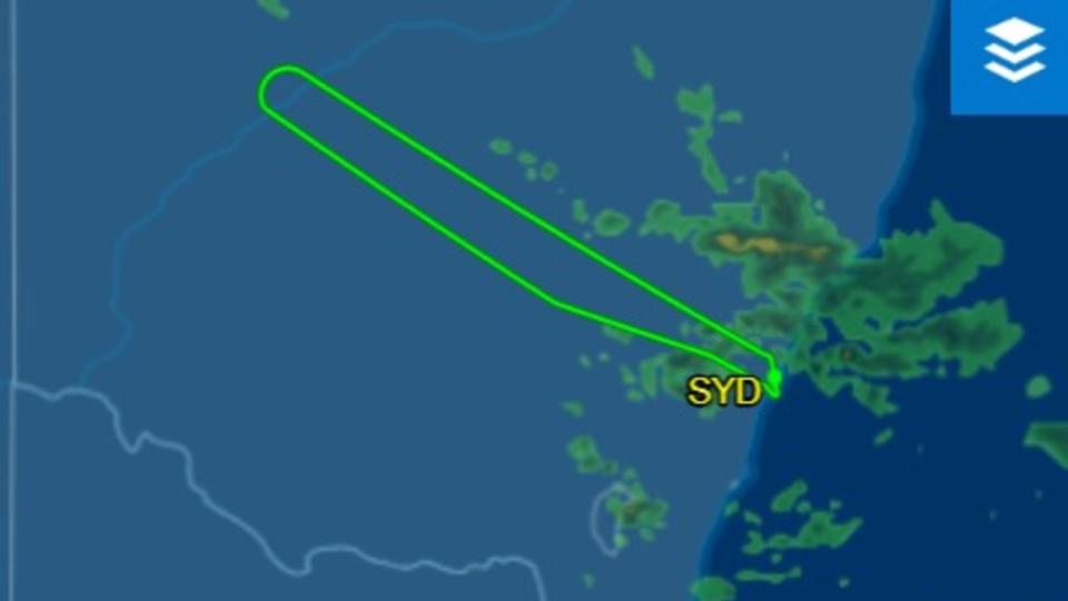 The plane was turned around not long after taking off from Sydney International Airport. Supplied