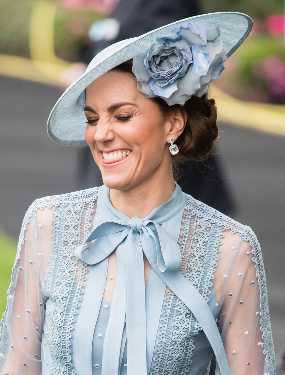 The Duchess of Cambridge can't contain her giggles.<em> [Photo: Getty]</em>