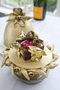 The world's most expensive dessert which has been cooked-up with the eye watering price tag of £22,000. Styled like a Faberge Easter egg the extravagant chocolate pud is believed to have broken all previous records thanks to its pricey list of ingredients which includes gold, champagne caviar and a two carat diamond.