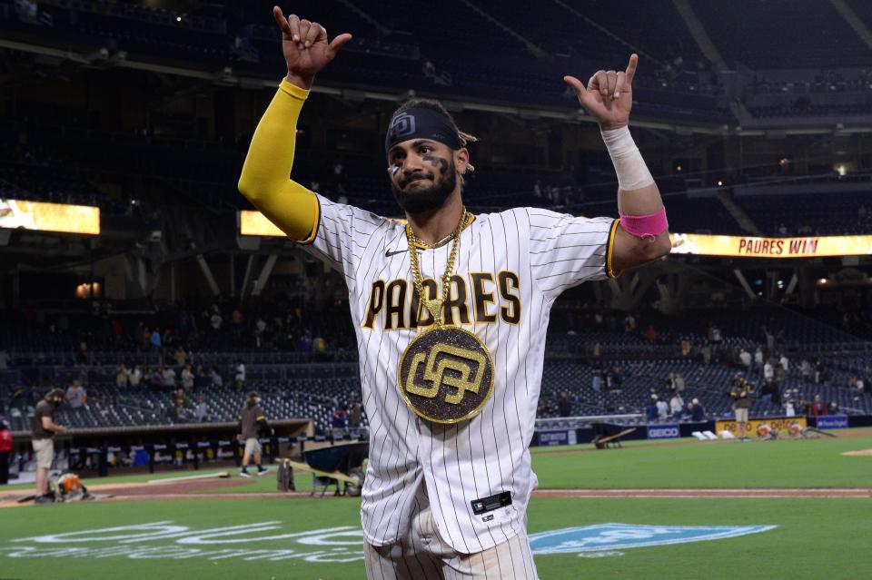 Tatis celebrates after a win against the Mets.