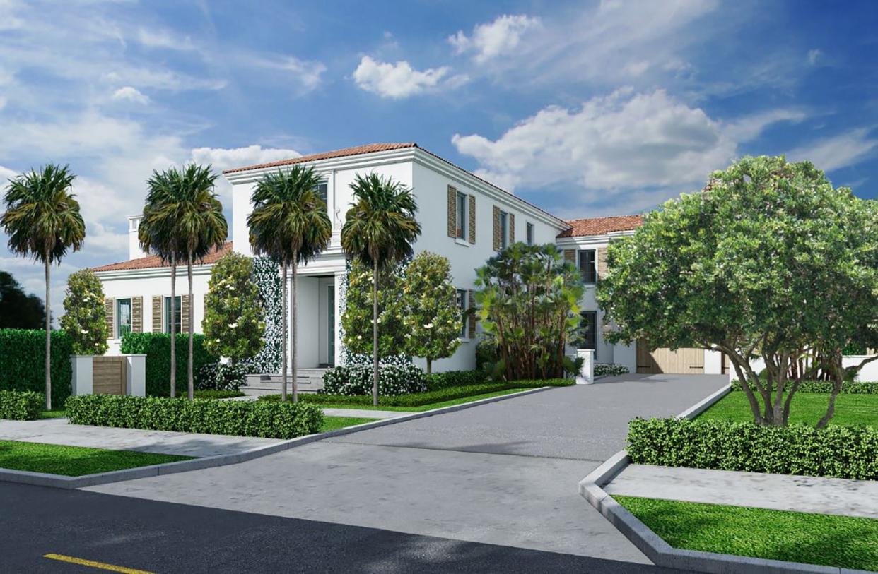 A rendering depicts a house designed for 243 Seaspray Ave., a project the Palm Beach Architectural Commission killed on Wednesday, in part because officials said the architecture was too bulky and blocky.