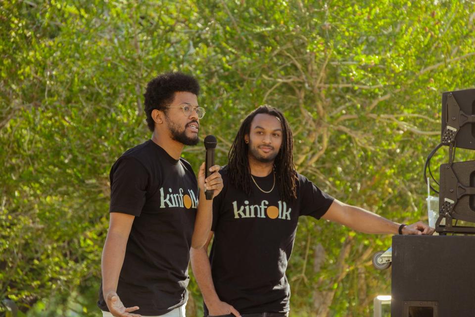 Idris Brewster, left, and Glenn Cantave, the founders of Kinfolk. The recently unveiled an augmented reality app that teaches Black history.<span class="copyright">Momodu Mansaray</span>