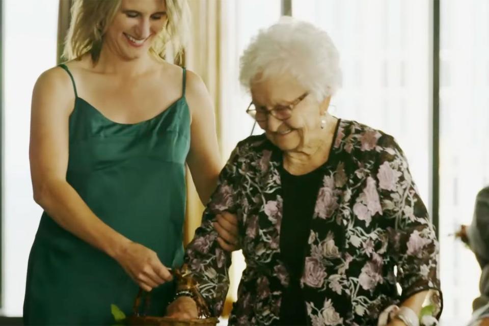 <p>Kare11</p> Ruthie Klatte, 100, serves as flower girl in her daughter Jillian Klatte
