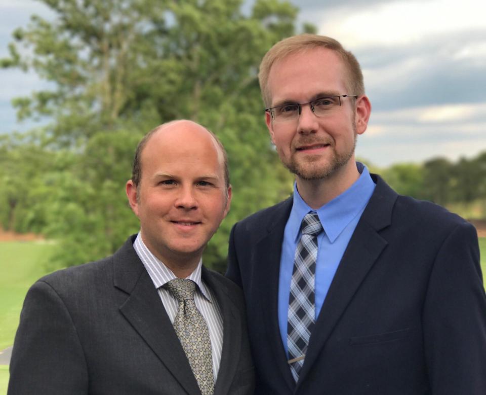 Joshua Payne-Elliott (right) and his husband, Layton Payne-Elliott, were both employed as Catholic school teachers in Indianapolis.&nbsp;Joshua Payne-Elliott was fired from his job last month. (Photo: Kathleen DeLaney of DeLaney & DeLaney LLC)