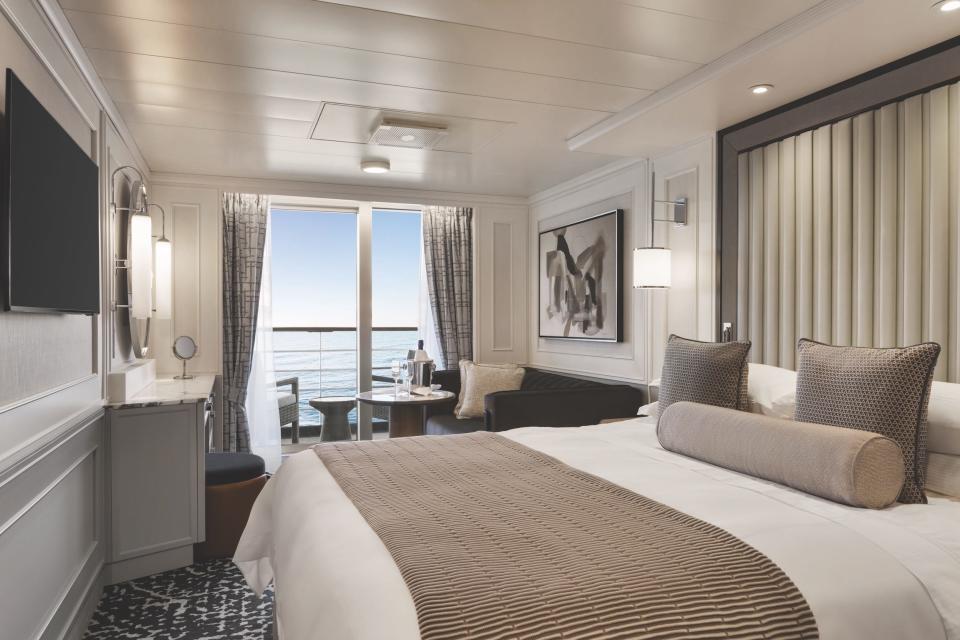 Diese "Concierge Level Veranda"-Kabine kostet ab 24.800 Dollar (22.700 Euro) pro Person auf der 59-tägigen Kreuzfahrt. - Copyright: Oceania Cruises