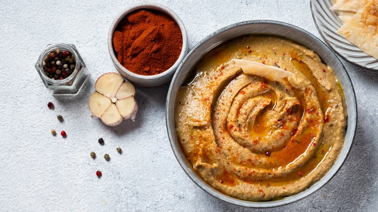hummus with paprika and pepper