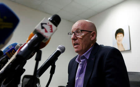 U.N. Humanitarian Coordinator Jamie McGoldrick addresses a news conference in Sanaa, Yemen August 30, 2016. REUTERS/Khaled Abdullah