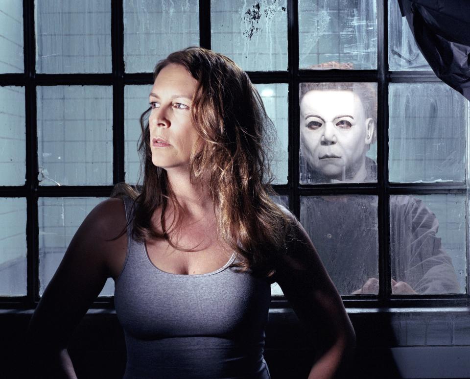 Laurie Strode (Jamie Lee Curtis) is menaced yet again by Michael Myers in "Halloween: Resurrection."