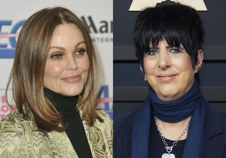 Belinda Carlisle appears at the 9th annual "Home for the Holidays" benefit concert in Los Angeles on Dec. 10, 2019, left, and Diane Warren appears at the 95th Academy Awards Nominees Luncheon in Beverly Hills, Calif., on Feb. 13, 2023. A five-track EP, “Kismet,” reunites Warren and Carlisle, who first worked together in 1987 for Carlisle's second solo album "Heaven on Earth." (AP Photo)