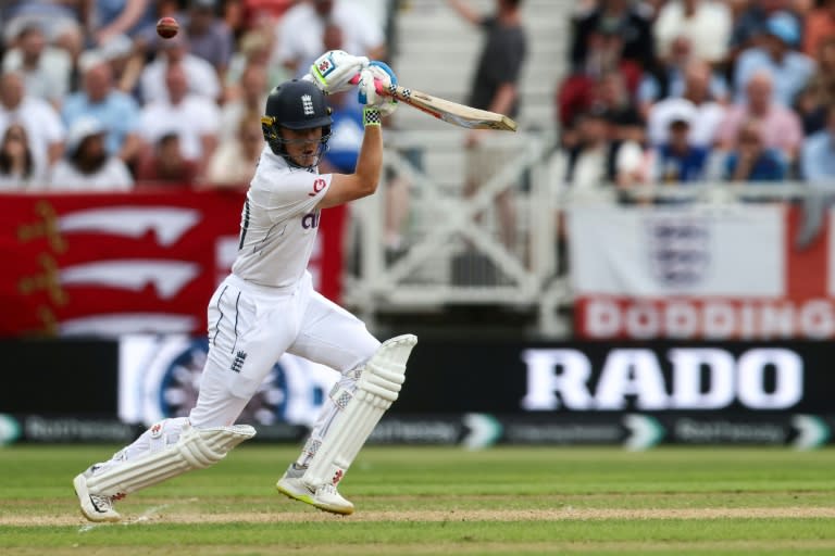 Driving ambition: England's Ollie Pope scored 172 runs in the second Test against the West Indies at Trent Bridge, including a first-innings hundred (Darren Staples)