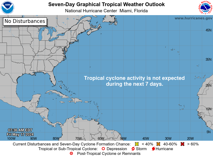Tropical conditions 8 a.m. May 17, 2024.