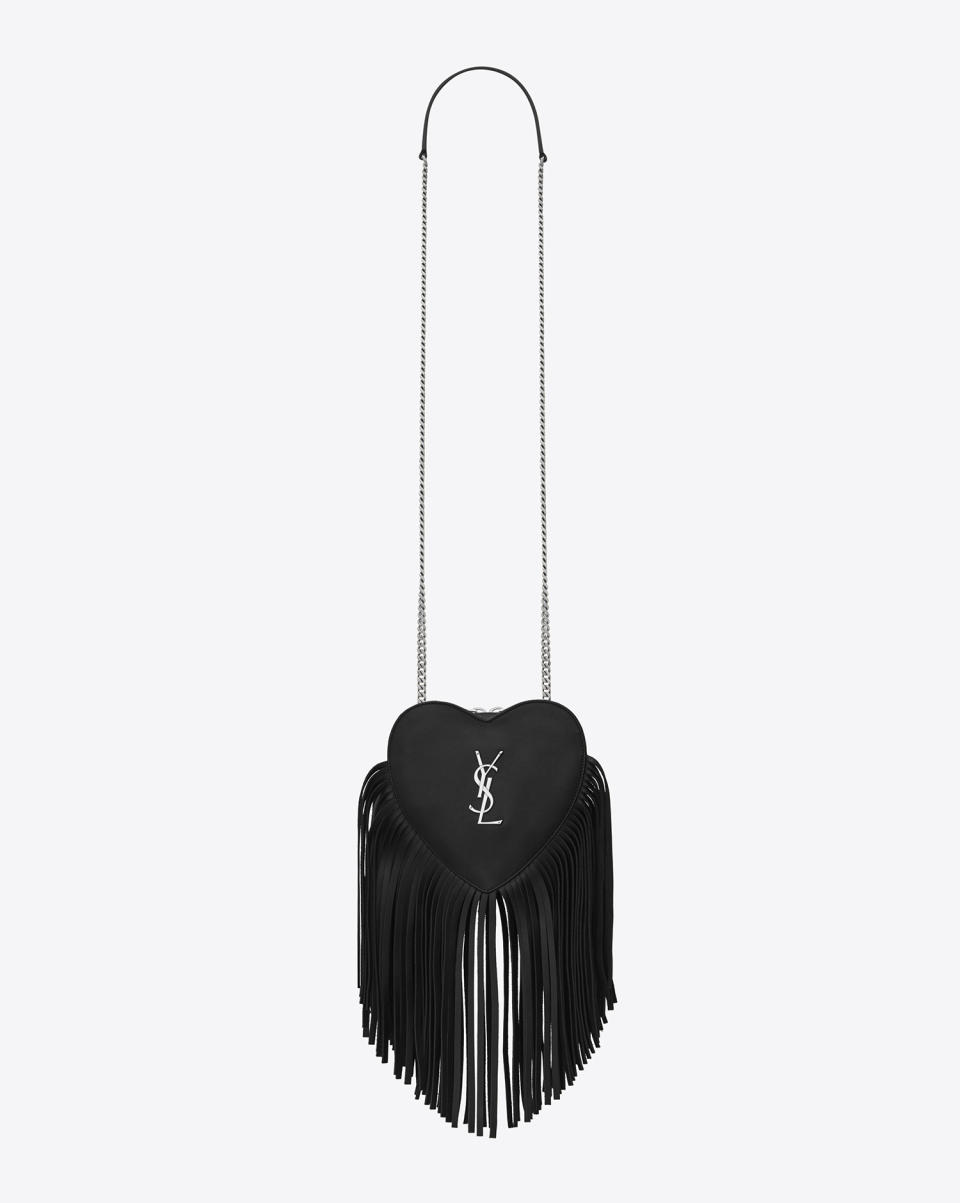 Saint Laurent Small Love Fringed Heart Bag