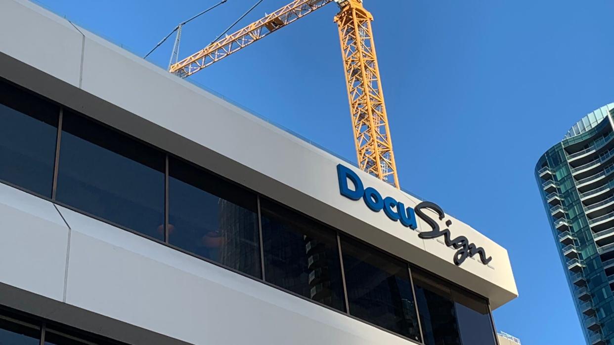 San Francisco Ca October 10 2018: DocuSign is a San Francisco–based company that provides electronic signature technology and digital transaction of contracts and signed documents.