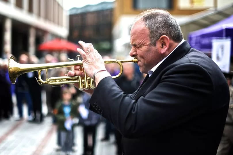 Jerri Hart at Princesshay shopping centre Exeter marking the Blitz anniversary