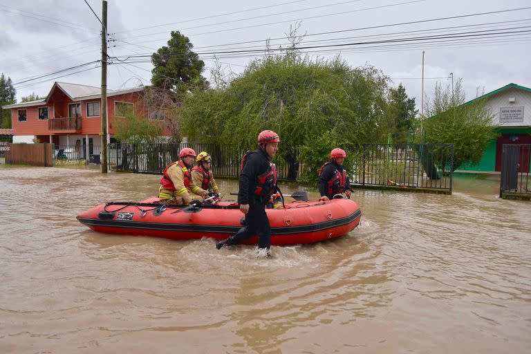 Inundaciones en Cabrero, en la región del Bío Bío, en el centro de Chile