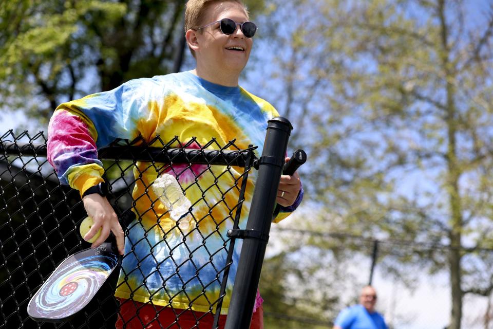 James Ostergar plays pickleball with his coworkers during a staff picnic at Fairmont Park in Salt Lake City on Friday, May 12, 2023. | Laura Seitz, Deseret News