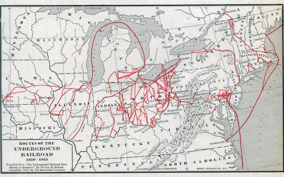 A speculative map showing the main "lines" to freedom in the North -  Interim Archives/Getty Images