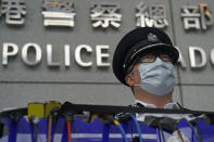 Chris Tang, commissioner of the Hong Kong Police Force, speaks to the media during a press conference in Hong Kong, Wednesday, May 12, 2021. A top Hong Kong national security officer was reportedly caught up in a raid on an unlicensed massage business, and will face a police force investigation into the alleged misconduct. Hong Kong’s Director of National Security Frederic Choi has since been put on leave after the incident, according to Tang. (AP Photo/Kin Cheung)
