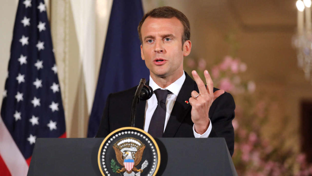 Macron aux Etats -Unis : Pourquoi Biden lui accorde autant d’égards (photo d’illustration prise le 24 avril 2018, lors de la première visite d’Etat d’Emmanuel Macron à Washington, à l’invitation de Donald Trump)