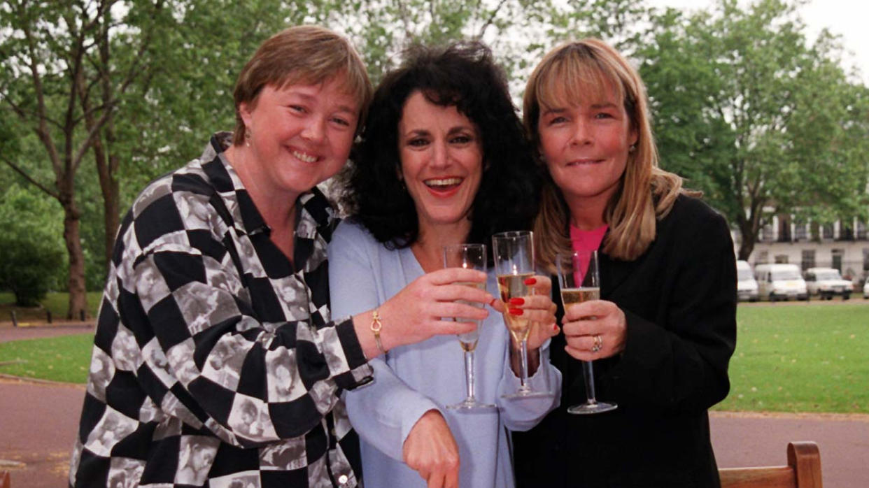 Pauline Quirke (left) and Linda Robson (right) starred together in sitcom 'Birds of a Feather' from 1989 until Quirke's departure in 2017. (Rossie Hallam/PA Images/Getty Images)