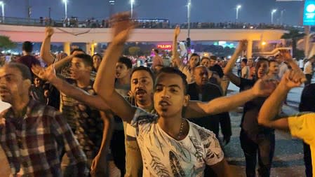 Small groups of protesters gather in central Cairo shouting anti-government slogans in Cairo