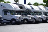 Recreational Vehicles (RV) that are for sale are pictured at a dealership in Dover