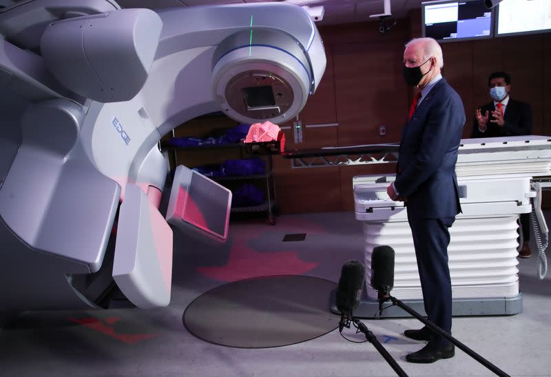 U.S. President Biden visits the James Cancer Hospital and Solove Research Institute in Columbus, Ohio