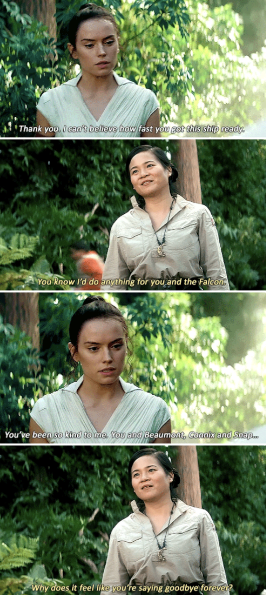 Rose and Rey from the "Star Wars" movies