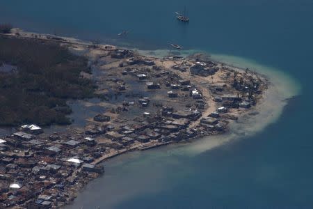 Destroyed houses are seen after Hurricane Matthew passes Grande Cayemite, Haiti, October 11, 2016. REUTERS/Carlos Garcia Rawlins