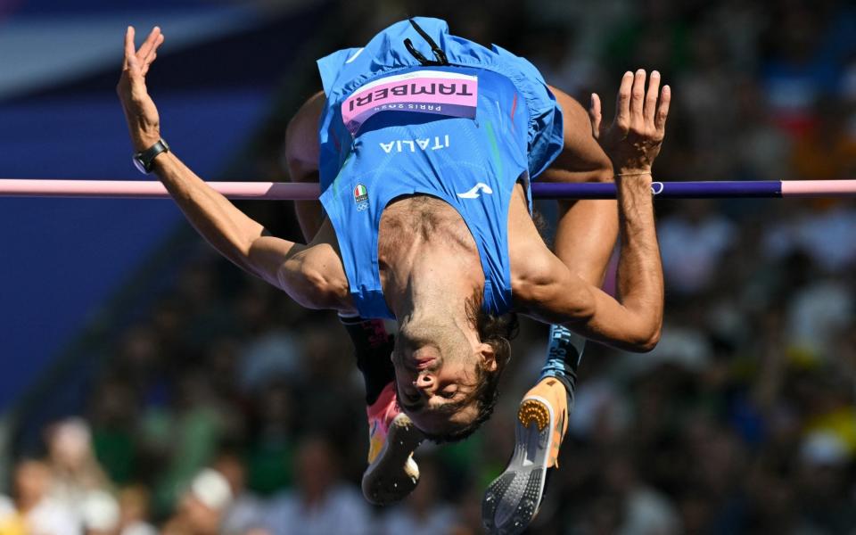 Italy's Gianmarco Tamberi competes in the men's high jump