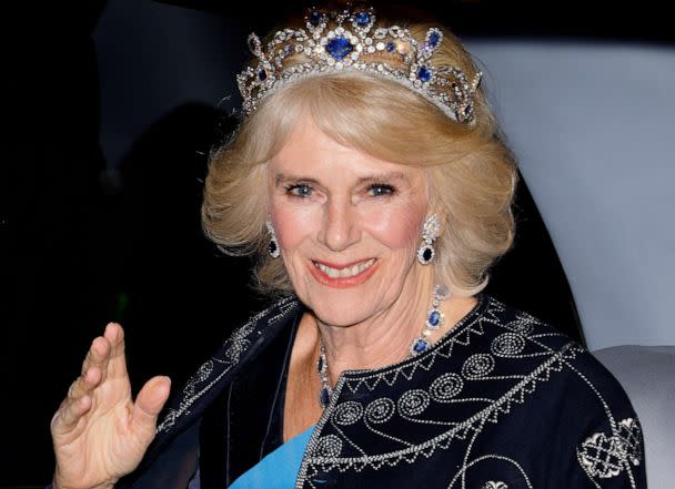 PHOTO: Camilla, Queen Consort arrives at the annual Reception for Members of the Diplomatic Corps at Buckingham Palace, Dec. 6, 2022, in London. (Max Mumby/Indigo via Getty Images)